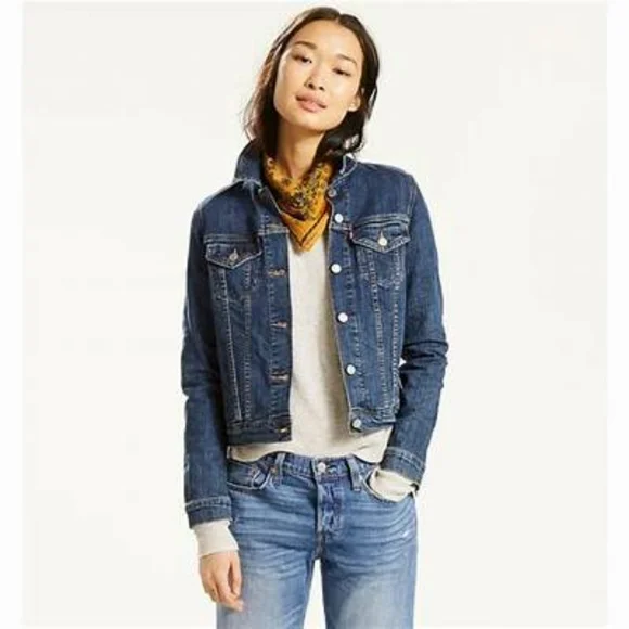 Sale!Custom All season Levi’s Trucker Embroidery Denim Jacket NWT XS Sustainable - Picture 3 of 5